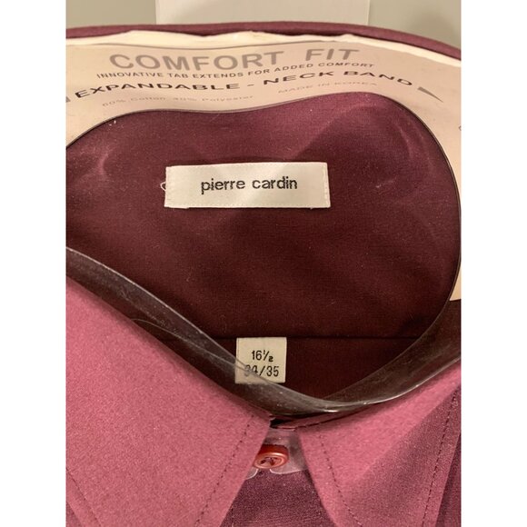 Pierre Cardin Mens Comfort Fit Dress Shirt Berry 16.5 34/35 - Picture 3 of 11